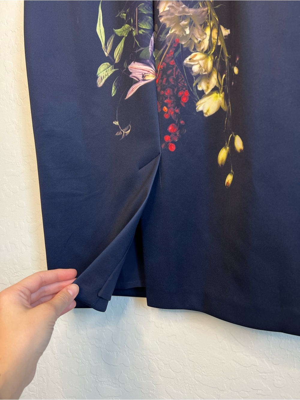 Ted Baker Navy Floral Midi Dress with Multicolor Bouquet Print - Picture 6 of 9